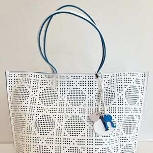 Dior Tote Bag Dioriviera White Leather with Laser Cut Detail